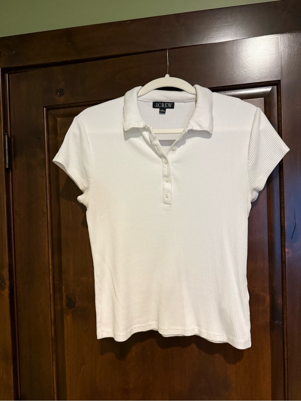J. Crew White Ribbed Short-Sleeve Polo Tunic WORN ONCE